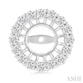 1 1/10 Ctw Round Cut Diamond 6.5MM Round Earrings Jacket in 14K White Gold